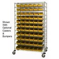 Global Equipment Chrome Wire Shelving with 66 4"H Plastic Shelf Bins Yellow, 48x24x74 269039YL